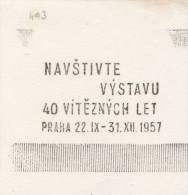 J1557 - Czechoslovakia (1945-79) Control Imprint Stamp Machine (R!): Visit The Exhibition "40 Years Of Victory", 1957 - WW1