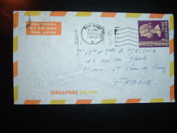 LETTRE PAR AVION POUR FRANCE TP 1,30 S OBL.MEC. 30 NOV 1976 HONG KONG B + SINGAPORE HILTON + HOTEL - Brieven En Documenten