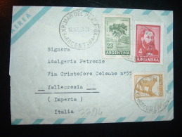 LETTRE PAR AVION POUR ITALIE TP 23p + TP 4p + TP 50c OBL. 18 AGO 55 EXP.MAR DEL PLATA - Lettres & Documents