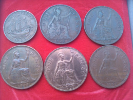 Lot De One Penny 1928 1938 1939  1949 1961 Et Half Penny 1959 Trés Bon état - D. 1 Penny