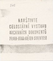 J1575 - Czechoslovakia (1945-79) Control Imprint Stamp Machine (R!): Visit Nationwide Exhibition Of Archival Documents - Proofs & Reprints