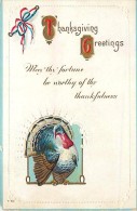 107799-Thanksgiving, Nash No T-56-1, Colorful Turkey, Red & Blue Ribbons - Giorno Del Ringraziamento