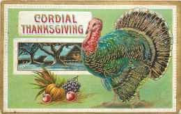107808-Thanksgiving, Samson Brothers No 33B-4, Large Turkey Facing Left & Winter Home Scene - Giorno Del Ringraziamento