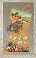 107810-Thanksgiving, Samson Brothers No 33B-5, Small Turkey & Fall Farm Scene - Giorno Del Ringraziamento