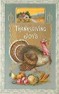 107814-Thanksgiving, Samson Brothers No 33C-4, Large Turkey & Fall Farm Scene - Giorno Del Ringraziamento
