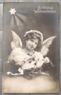 CPA Photo MONTAGE E.A.S. FILLE FEMME AILES ANGE Etoile Berger Voyagé 1907 Timbre REICH Cachet Malmedy + Liege - Sammlungen, Lose & Serien