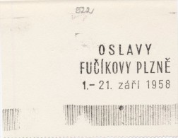 J1614 - Czechoslovakia (1945-79) Control Imprint Stamp Machine (R!): Celebrations Fucik Pilsen; Julius Fucik, Cz. Writer - Essais & Réimpressions