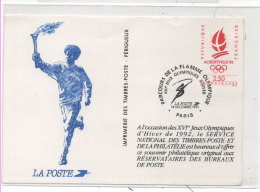 Entier Postal Albertville 1992 - Avec Cachet Du Parcours De La Flamme Olympique  - XVI° Jeux Olympiques       ( 78076) - Pseudo-officiële  Postwaardestukken