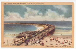 Long Beach CA Spit And Argue Club - Lagoon & Surf Bathing C1940s Vintage California Postcard [8378] - Long Beach