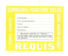 Compagnie Maritime Belge SA - Etiquette Pour Bagages De Soute - Paquebot, Bateau (b168) - Andere & Zonder Classificatie