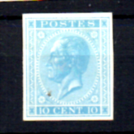 Léopold 1er, 10c Bleu Clair, Type Non Adopté,   N°17, - 1865-1866 Linksprofil