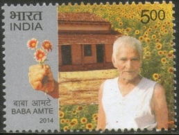 INDIA 2014 Baba Amte Social Reformer Sunflower Flora Flower 1v Mint Stamp MNH - Nuovi