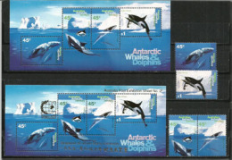 ANTARCTIQUE AUSTRALIEN. Baleine à Bosse,dauphin,orque,etc. 4 T-p + 2 B-F Neufs ** Nr Yv. 102/05 + B-F1 & 2. - Baleines