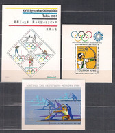 POLAND 1964-1972-180 OLYMPIC GAMES TOKYO MUNICH MOSCOW 3MS MNH - Blocs & Hojas