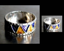 - Ancienne Bague Anneau émaillée Du Maroc T58 / Old Enammelled Silver Ring From Morroco - Volksschmuck