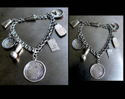 Gourmette à Charmes Des Années 50 / Vintage Mexican Charms Silver Bracelet - Armbanden