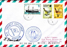 ANTARCTIC, FALKLAND, 24.12.1991,M/V "Society Explorer", Port Stanley, 2  Cachets + Signature  !! Look Scan !! 1.5.12 - Expediciones Antárticas