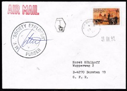 ANTARCTIC, FALKLAND, 23.01.1992,M/V "Society Explorer", Port Stanley,  Cachet + Signature  !! Look Scan !! 1.5.14 - Expediciones Antárticas