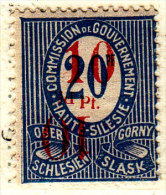 Germany Upper Silesia 10/20 Overprint Double Mint Hinged * Signed - Other & Unclassified