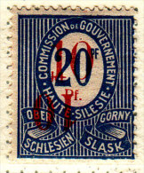Germany Upper Silesia 10/20 Overprint Double Mint Hinged * Signed - Other & Unclassified