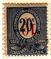 Germany Upper Silesia 10/20 Overprint Invert Mint Hinged * Signed - Other & Unclassified