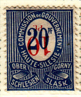 Germany Upper Silesia 10/20 Overprint Invert Mint Hinged * Signed - Other & Unclassified