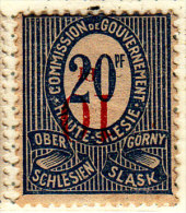 Germany Upper Silesia 10/20 Overprint Invert Mint Hinged * Signed - Other & Unclassified