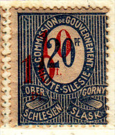 Germany Upper Silesia 10/20 Overprint Double Mint Hinged * Signed - Other & Unclassified