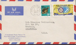 New Zealand Air Mail Par Avion CHRISTCHURCH 1971 Cover MONROVIA USA Fish Rotary Stamps - Brieven En Documenten