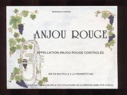 Etiquette De Vin  Anjou Rouge - Leblanc à Faye D´Anjou (49)  -  Ilustrateur  J. Guibert - Thème Musique Trompette - Muziek & Instrumenten