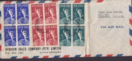 South Africa Airmail AFRICAN SALES COMPANY, JOHANNESBURG 1949 Cover Brief UPU Weltpostverein 4-Blocks Complete Set !! - Covers & Documents