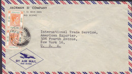 Hong Kong Airmail Par Avion JACKMAN & COMPANY, HONG KONG 1948 Cover Brief NEW YORK United States 2x 1$ George VI. - Brieven En Documenten