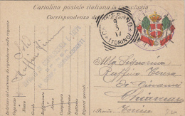 19726- FREE POSTCARD STATIONERY, FRANCHISE, FLAG, COAT OF ARMS, CENSORED, 1917, ITALY - Franchise