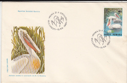 2147FM- PELICAN, BIRD, COVER FDC, 1984, ROMANIA - Pelikanen