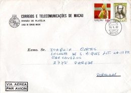 TIMBRES - STAMPS - MACAO / MACAU -1982- LETTRE PAR AVION - MARCOPHILIE - TIMBRE SYMPOSIUM DE PSYCHOLOGIE INTERCULTURELLE - Storia Postale