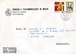 TIMBRES - STAMPS - MACAO / MACAU -1982- LETTRE PAR AVION - MARCOPHILIE - TIMBRE SYMPOSIUM DE PSYCHOLOGIE INTERCULTURELLE - Cartas & Documentos