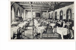 UNITED STATES 1922 - VINTAGE POSTCARD HOTEL PENNSYLAVANIA -STATLERN FORMAL DINING ROOM MAILED TO COLUMBIA MO.  POSTM NEW - Stades & Structures Sportives