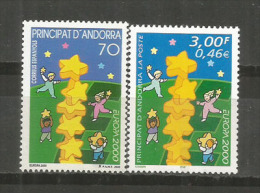 ANDORRA / ANDORRE. Europa 2000. Colonne D'étoiles.  2 Timbres Neufs ** AND-FR    AND-ESP - Other & Unclassified