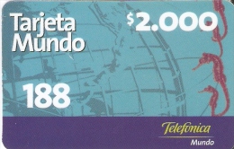 TARJETA DE CHILE DE MOVISTAR DE $2000 DE UN CABALLITO DE MAR (SEAHORSE) - Cile