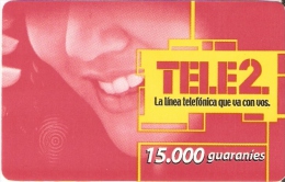 TARJETA DE PARAGUAY DE TELE 2 DE15000 GUARANIES (PAPEL) - Paraguay