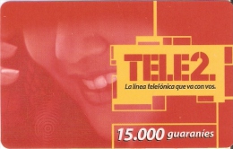 TARJETA DE PARAGUAY DE TELE 2 DE15000 GUARANIES (PLASTICO) - Paraguay