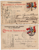 France: 1914-15 2 Cartes En Franchise Militaire Différentes Très Bon état - WW1