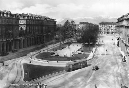 01574 "TORINO - PIAZZA STATUTO". ANIMATA AUTO ANNI '40 TRAMWAY STAZ. TORINO/RIVOLI. CART. ORIGINALE. NON SPEDITA. - Places & Squares