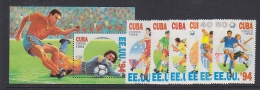 Cuba 1994 Football World Cup USA 6v +  M/s ** Mnh (WC023) - 1994 – Estados Unidos