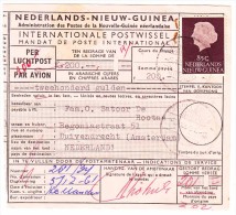 Niederländisch-Neuguinea Paketkarte Mit Mi.#36,28-29. Von Hollandia 5.12.1961 Nach Duiventrechts - Nederlands Nieuw-Guinea