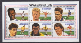 Dominica 1994 Football World Cup USA 6v In M/s  ** Mnh (WC026B - 1994 – Estados Unidos
