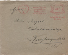 Briefumschlag Brief Deutsches Reich 1929 Freistempel Tucher Brauerei Nürnberg 15 Pfennig An Anton Bayerl Burglengenfeld - Macchine Per Obliterare (EMA)