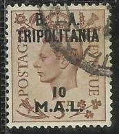 TRIPOLITANIA BA 1950 B.A. 10 M SU 5 P USATO USED OBLITERE´ - Tripolitania
