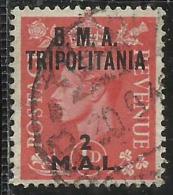 TRIPOLITANIA BMA 1948 B.M.A.2 M SU 1 P USATO USED OBLITERE´ - Tripolitaine