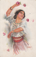 20025- ILLUSTRATION, USABAL- PEASANT WOMAN DANCING - Usabal